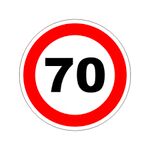Наклейка ограничение скорости 70 км.