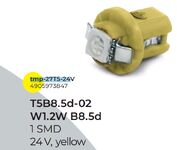 Лампа панель приборов, подсветкa кнопок T5 B8,5d-02 (1SMD) W1.2W Base: B8.5d ,желтая 24V