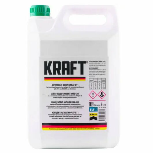 Антифриз G11 (зеленый концентрат -80) KRAFT 5 Литров