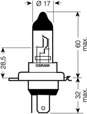 Лампа фарная H4 12V 60/55W P43t