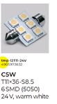 Лампа T11x36-S8.5 WARM WHITE C5W 24V