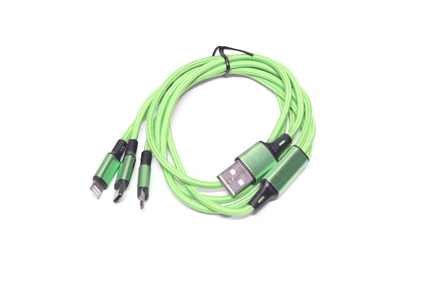 Кабель 3 в 1, USB MicroUSB+TypeC+Lightning, 1м