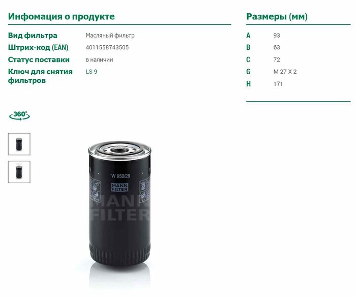 Фильтр масляный
