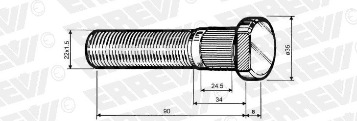 Шпилька колеса М22*1,5*52*89*98MM