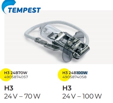 Лампа H3 24V 100W